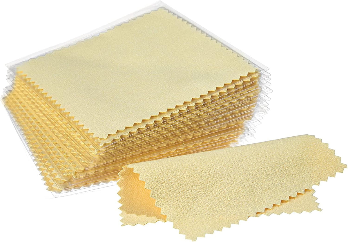 CATIFLIN 100pcs Premium Jewelry Cleaning Cloth, Silver Polishing Cloth Individually Wrapped, for