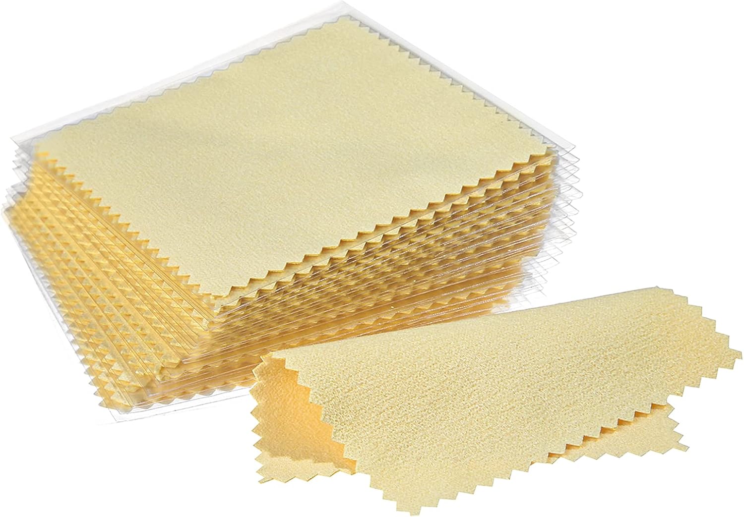 CATIFLIN 100pcs Premium Jewelry Cleaning Cloth, Silver Polishing Cloth Individually Wrapped, for