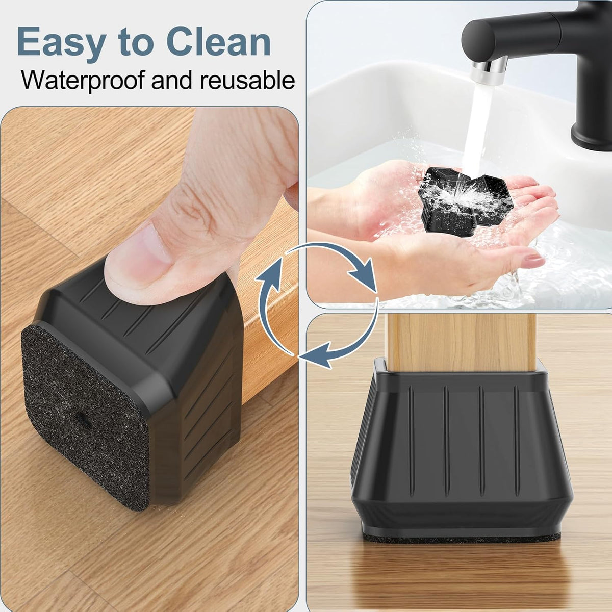 24PCS Square Chair Leg Floor Protectors for Hardwood Floors, Thicken Rubber Chair Leg Cap Covers