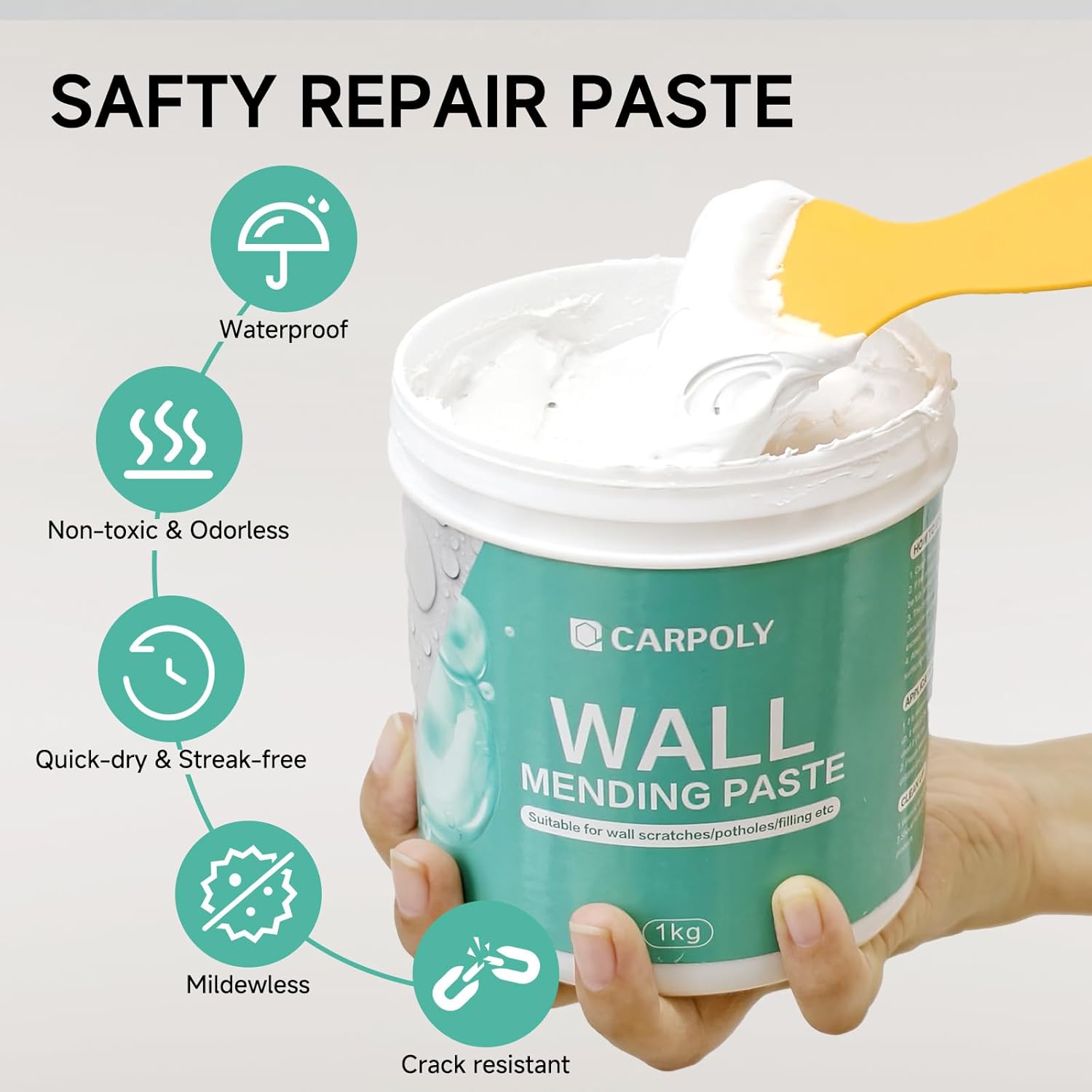 Drywall Repair Kit - 32 OZ Wall Spackle Paste with Self Adhesive Metal Patch, Dryall Repair Patch