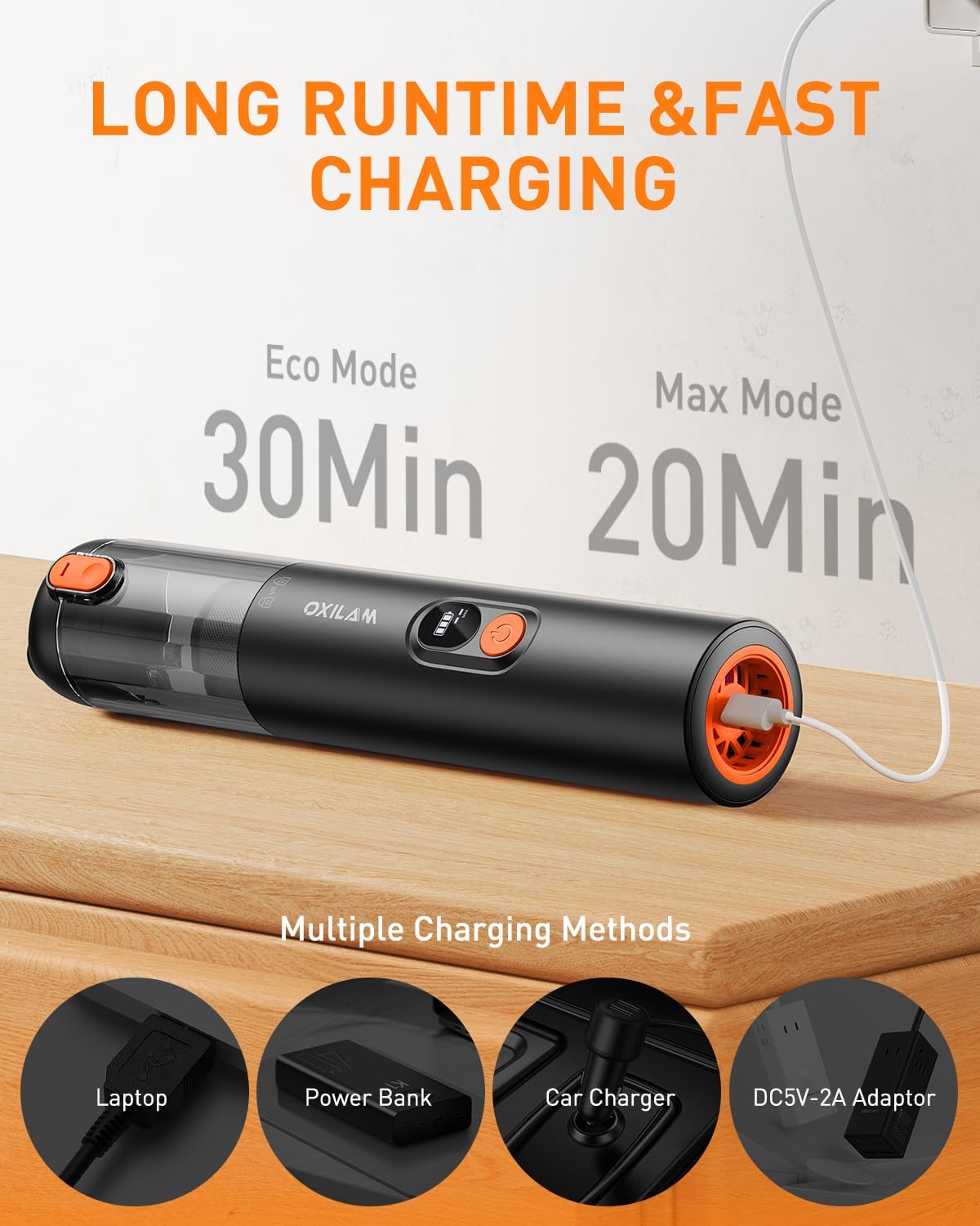 OXILAM Car Vacuum Portable - Handheld Vacuum Cordless 14000PA High Power, Blow & Suction 2 in 1, Up