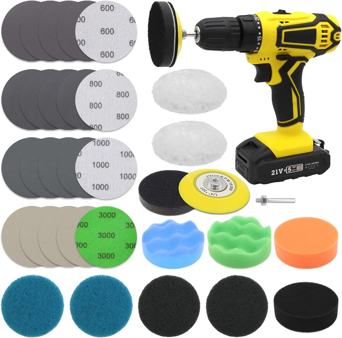 VIBRATITE Car Headlight Restoration Kit, 3 Inch Car Polishing Sanding Discs with 1/4 Inch Shank