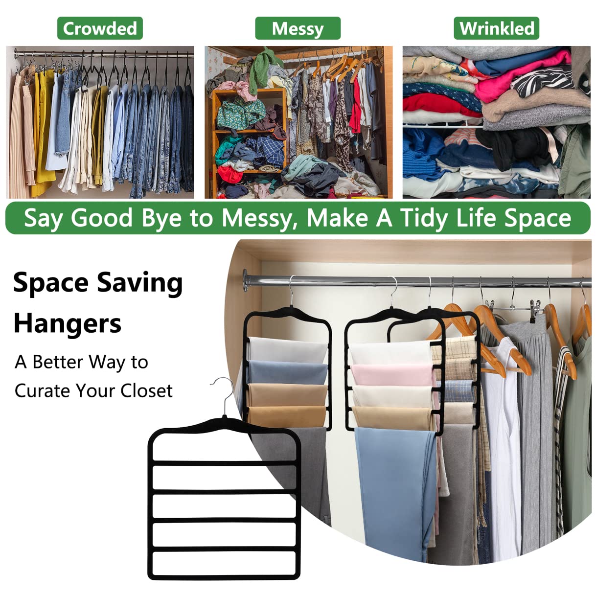 Closet Organizers and Storage,3 Pack Organization and Storage Pants-Hangers-Space-Saving,Velvet