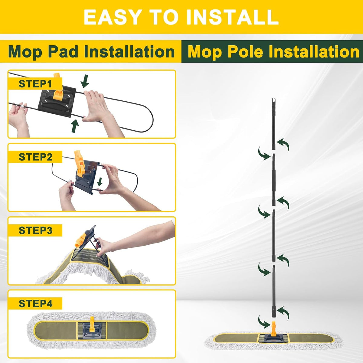 36" Commercial Dust Mops for Floor Cleaning with Replacement Mop Pad, Heavy Duty Large Dust Mop for