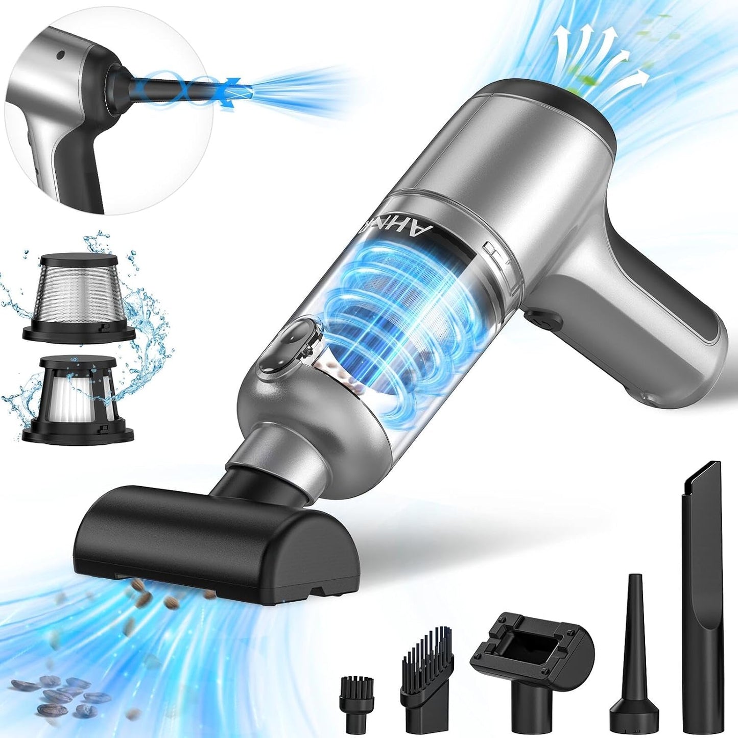 AHNR Handheld Car Vacuum Cleaner Cordless with Brushless Motor, 20000PA High Power Vacuum Cleaner &