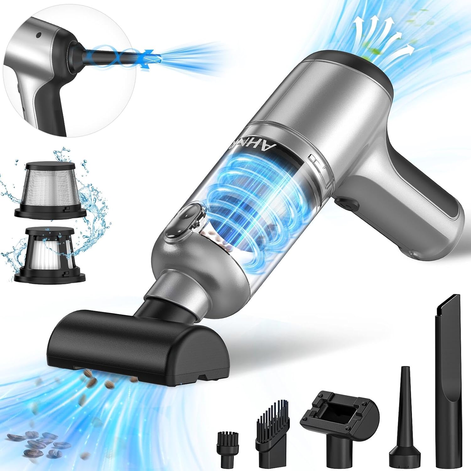 AHNR Handheld Car Vacuum Cleaner Cordless with Brushless Motor, 20000PA High Power Vacuum Cleaner &