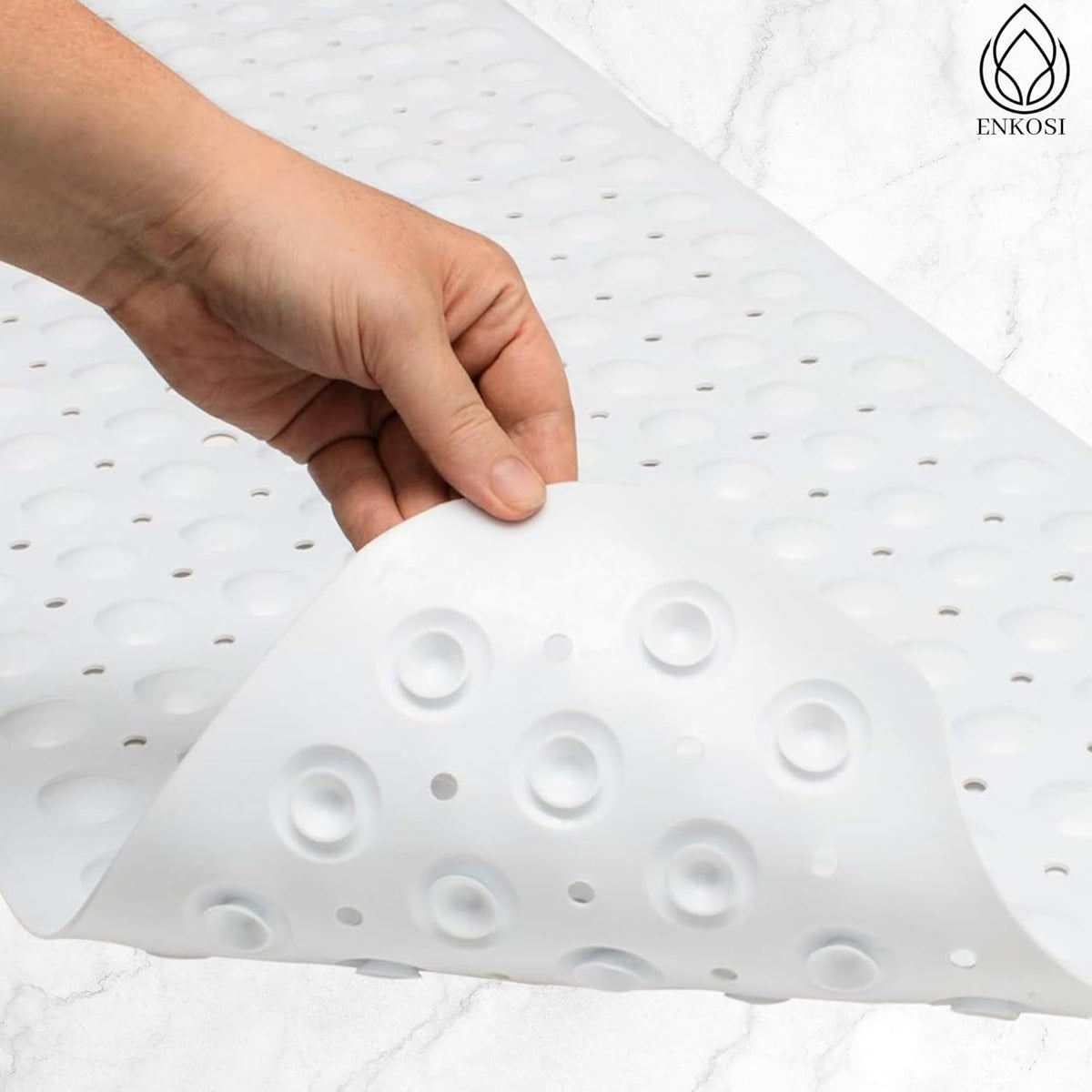 ENKOSI Bath Mat – 40 x 16 Inch Non-Slip Shower Mat for Bath Tub & Shower with Strong Suction Cups