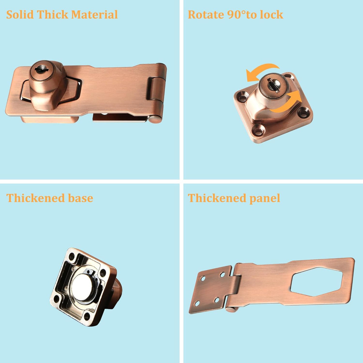 Alise Keyed Hasp Lock,4 Inch Safety Packlock Clasp Hasp Lock Latch with Lock,Door Hinge Lock with