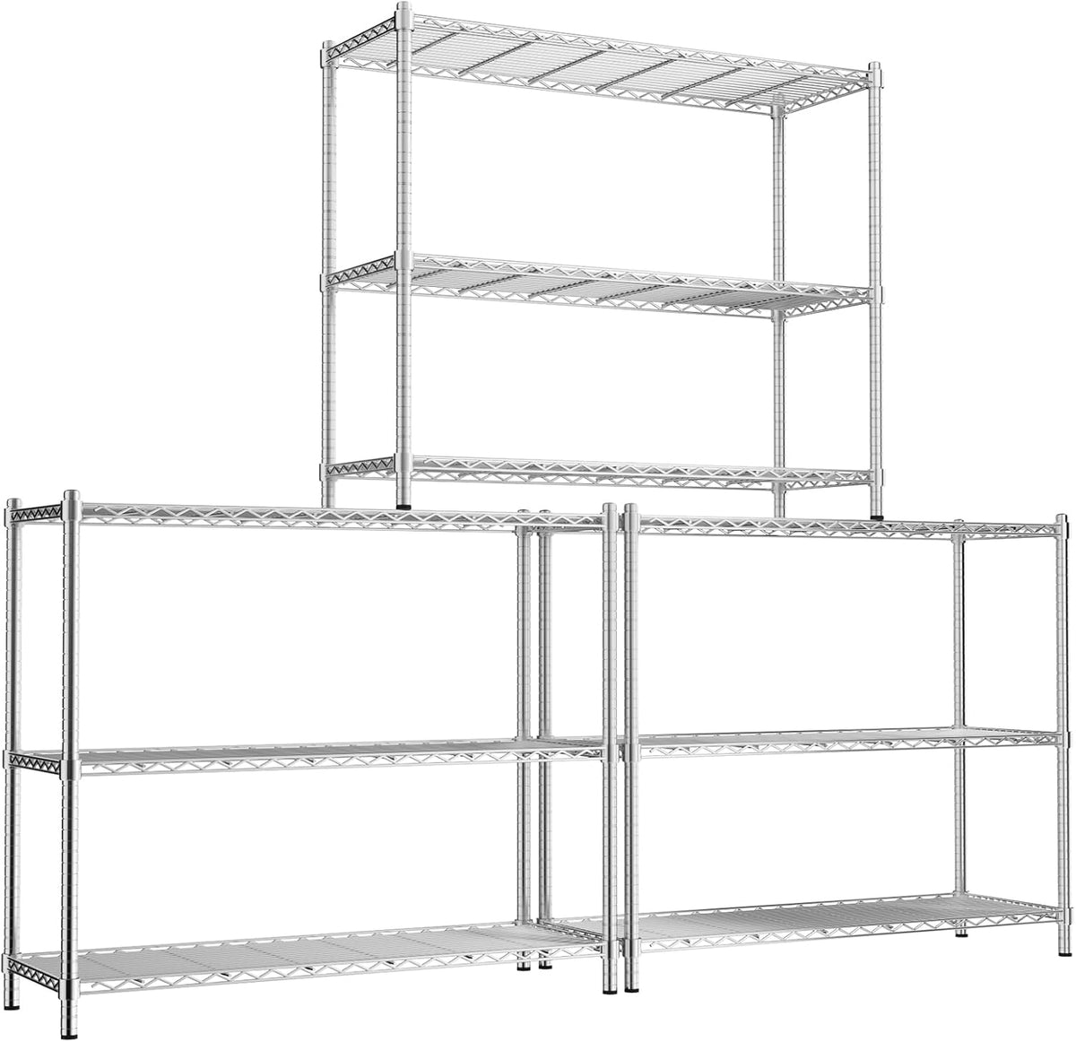 Storage Shelves, 3 PCS 48" L x 20" W x 47" H Heavy Duty Garage Wire Shelving Unit Loads 1200LBS