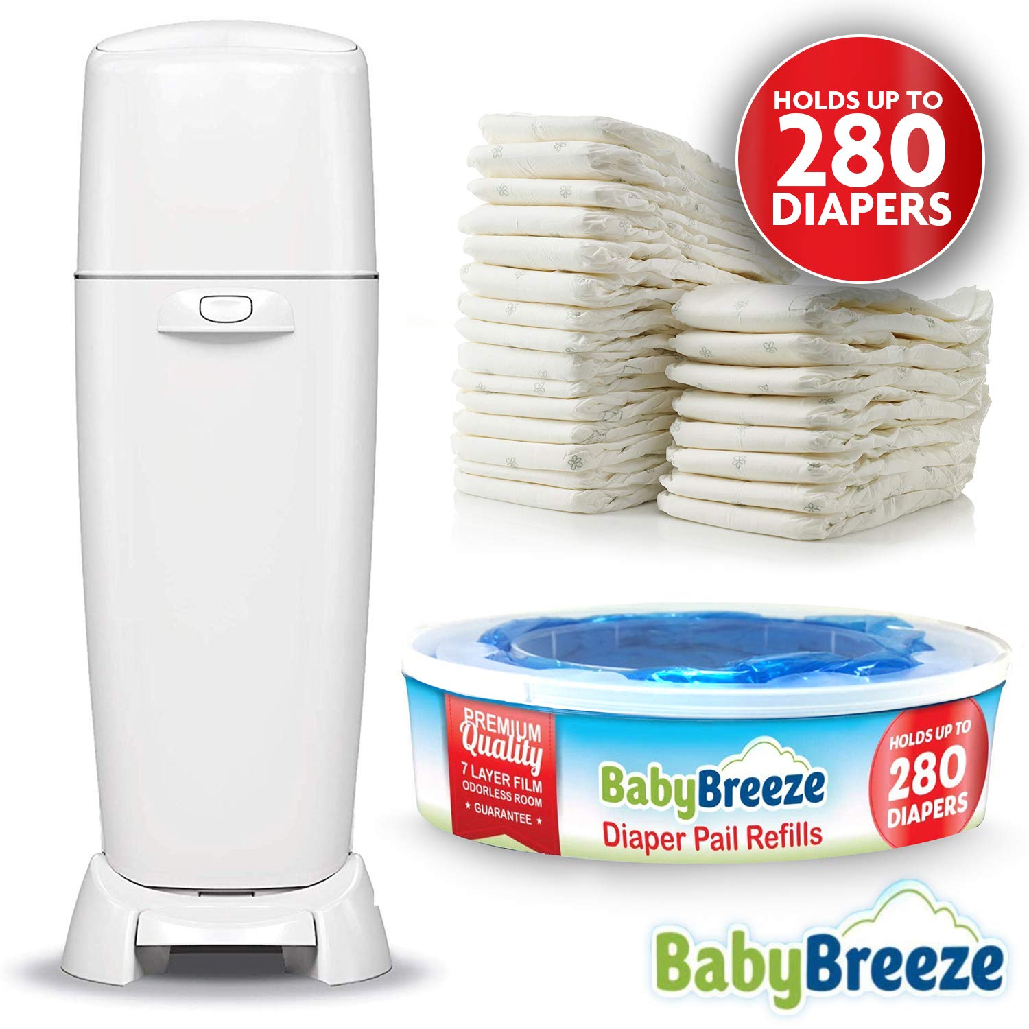 BabyBreeze Diaper Pail Refill Bags Compatible with Playtex Diaper Genie Pails Odor Absorbing Diaper
