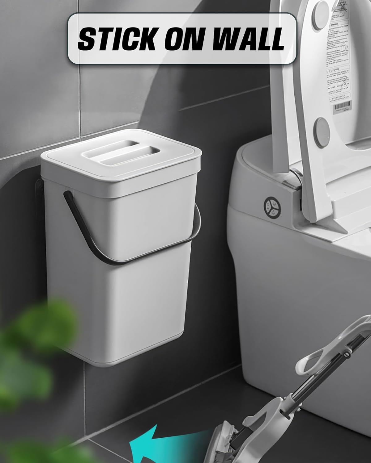 Kitchen Compost Bin - 3.2 Gallons Hanging Trash Can with Lid for Kitchen Bathroom, Under Sink Trash