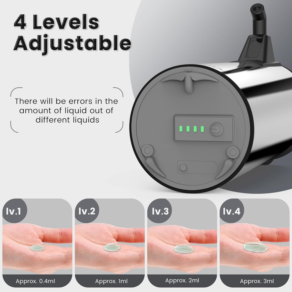 Automatic Soap Dispenser Touchless 11.8oz/350ml Four-Level Adjustable Dispenser Volume，Stainless