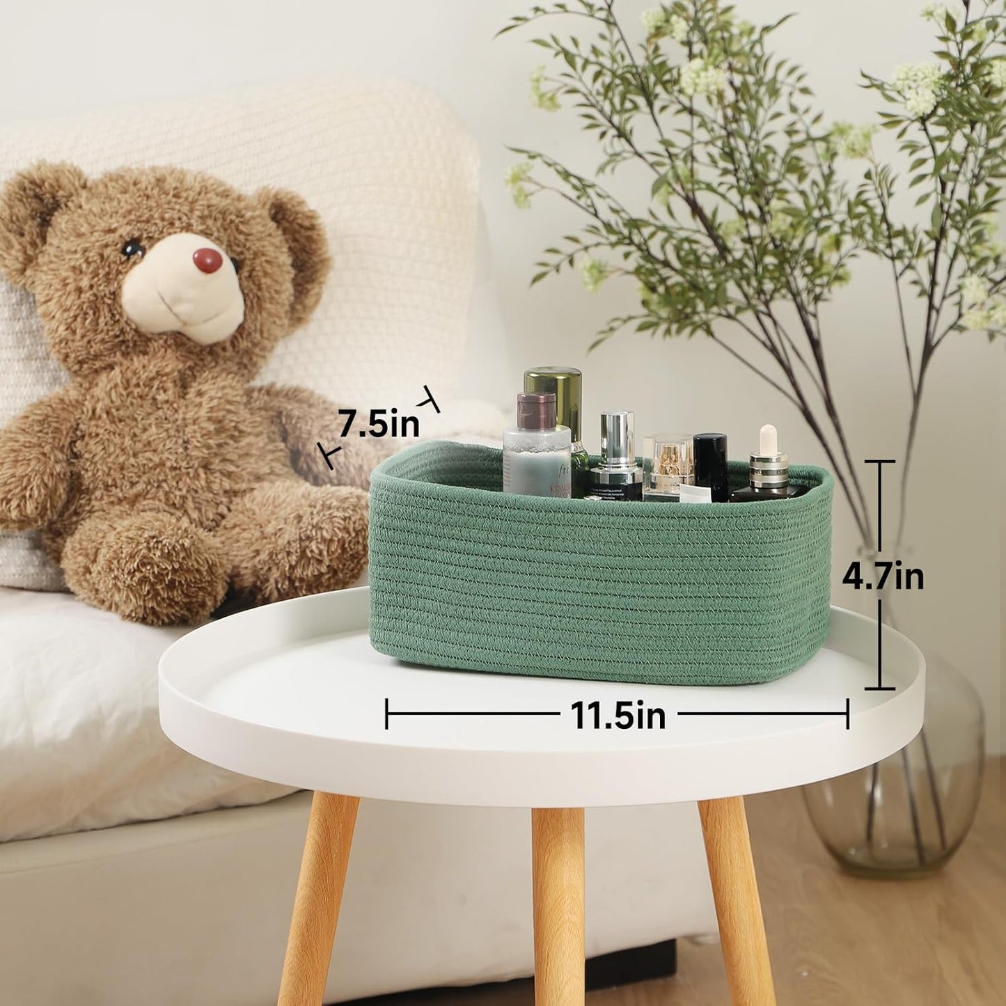 Small Storage Baskets for Organizing | Closet Organizer Bins | Shelf Toy Basket | Woven Rope