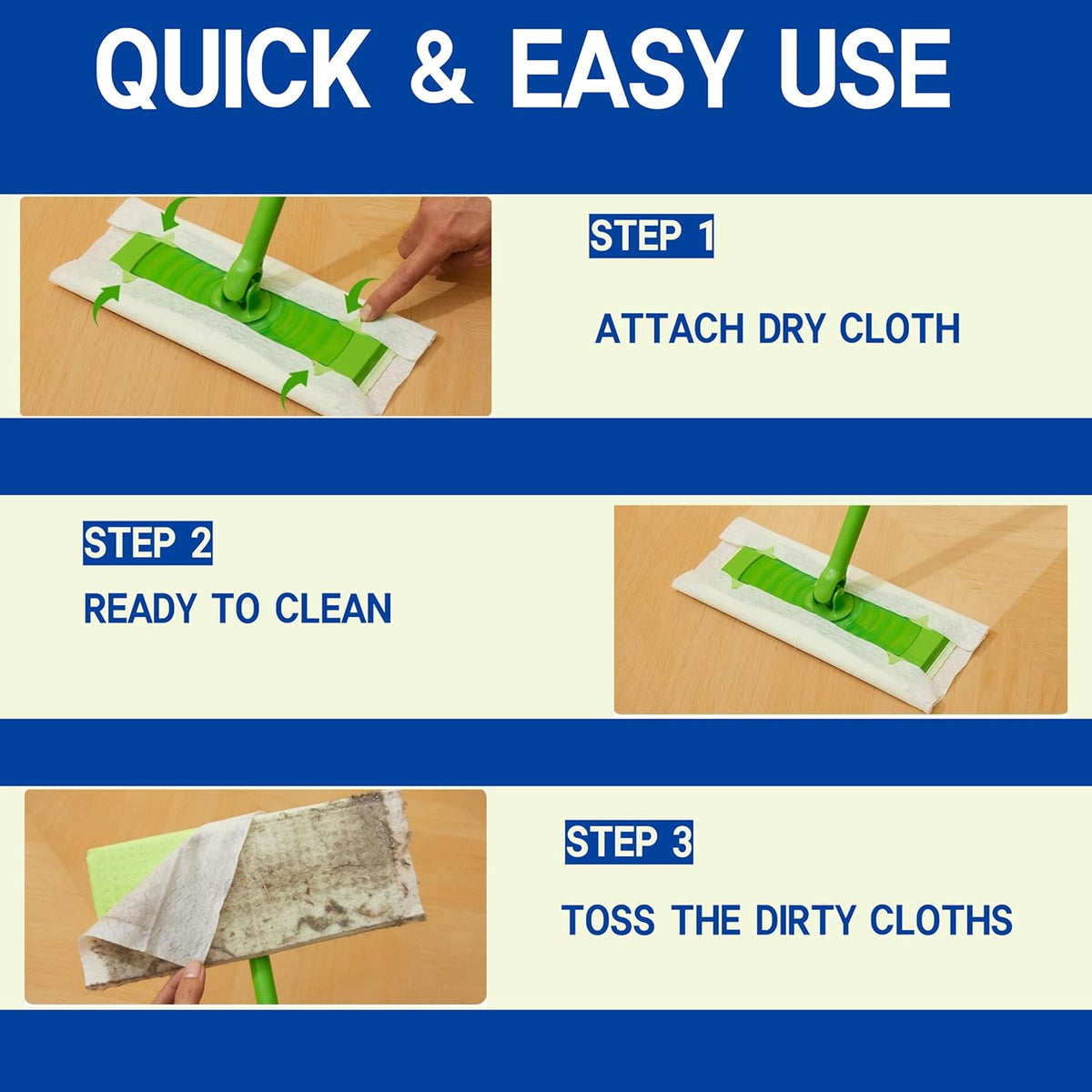 Dry Sweeping Cloths Disposable Mop Refills Floor Dust Mop Pad, Floor Cloth Refills for Swiffer