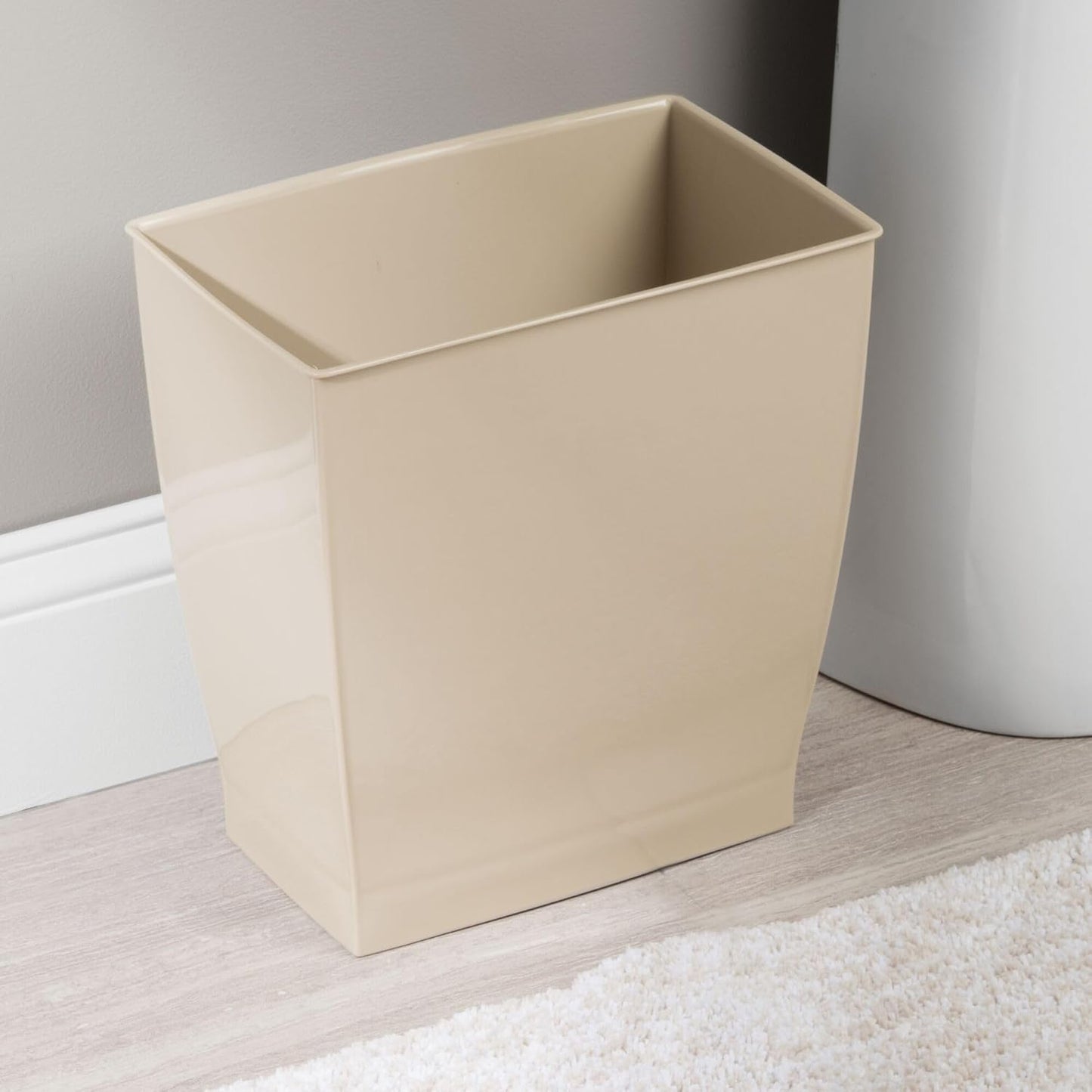 iDesign Small Rectangular Bathroom Trash Set of 4-Taupe Brown Waste Can