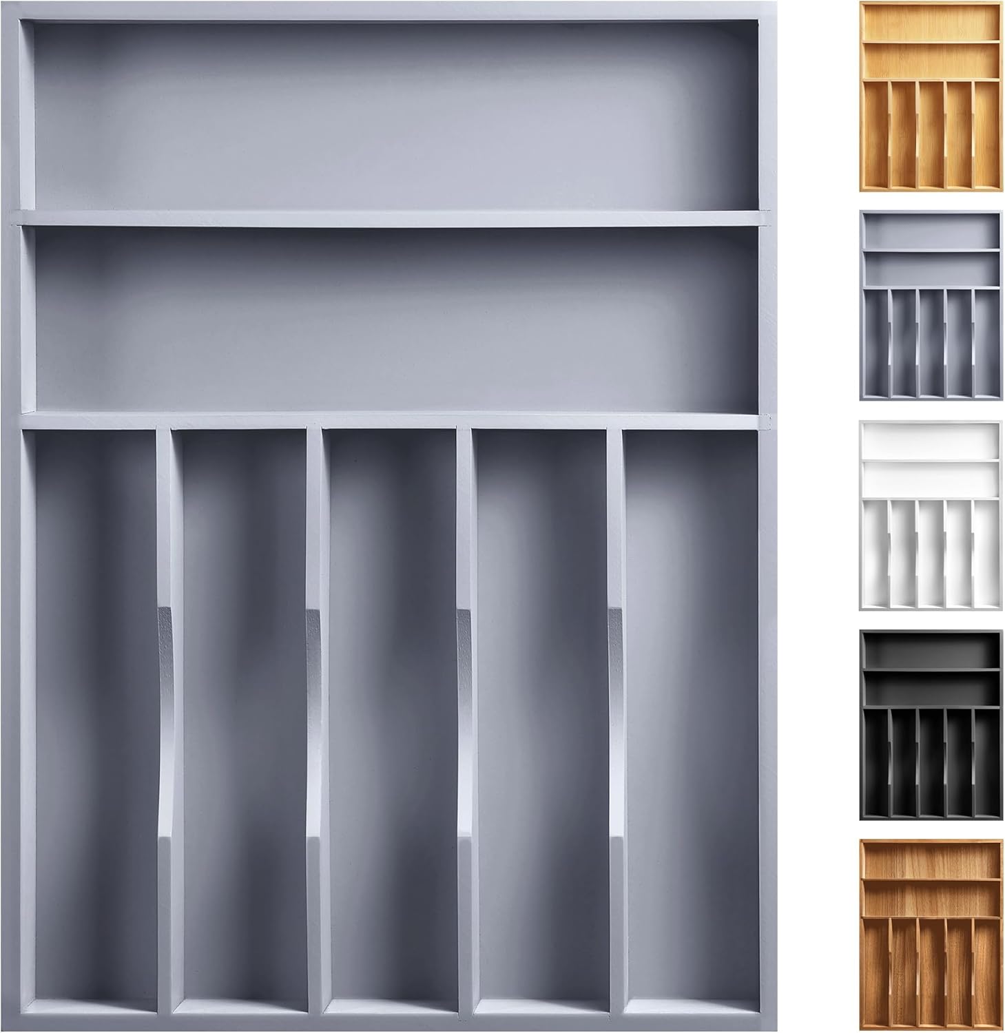 Kitchen Bamboo Silverware Organizer, Kitchen Drawer Organizer - Utensil Holder and Cutlery Tray