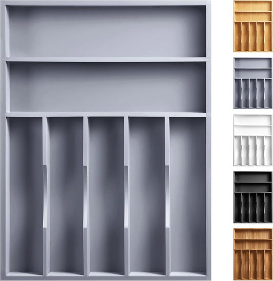 Kitchen Bamboo Silverware Organizer, Kitchen Drawer Organizer - Utensil Holder and Cutlery Tray