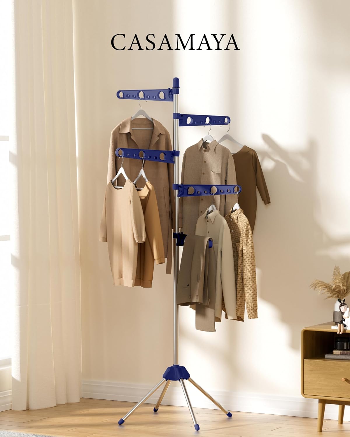 Clothes Drying Rack Foldable, 70.9 inch Tripod Drying Rack for 35 Pieces of Clothes, with