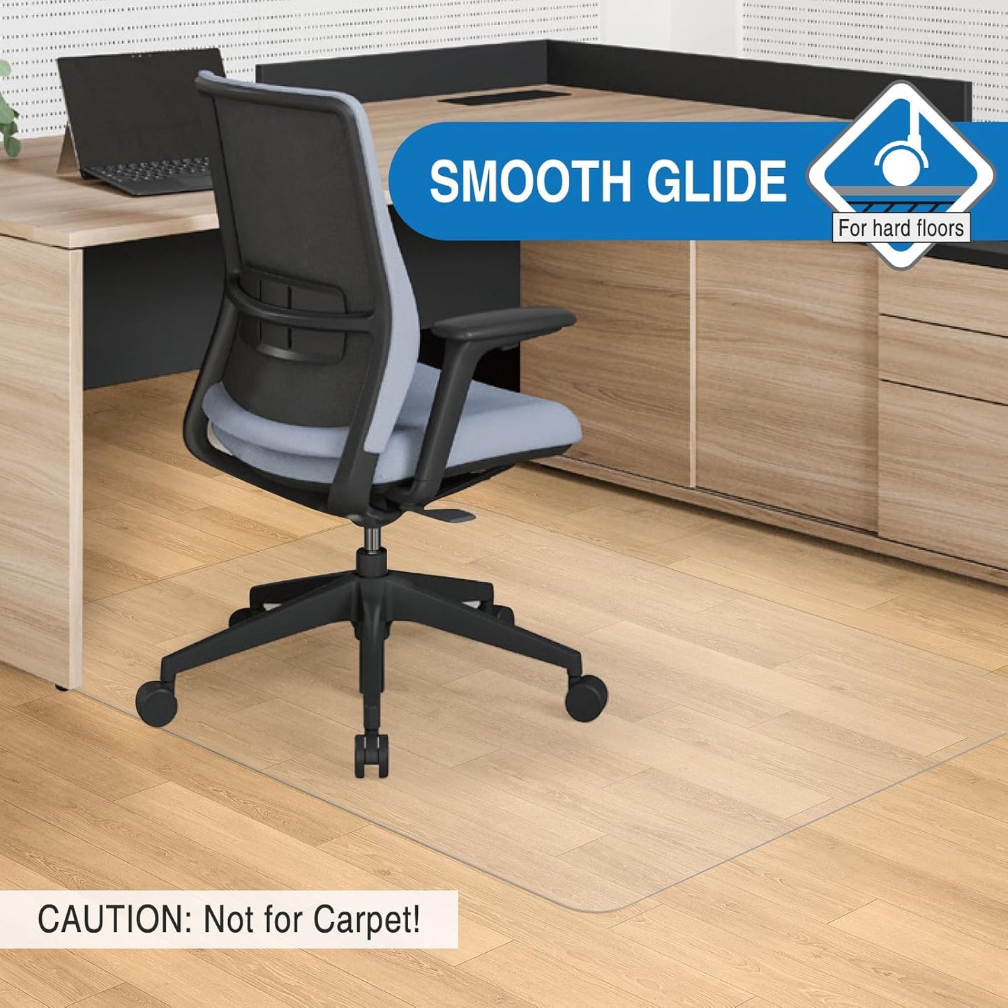 Clear Chair Mat, FUNMAT 36" x 28" Chair Mat for Hard Floors, Vinyl Floor Mat for Home Office
