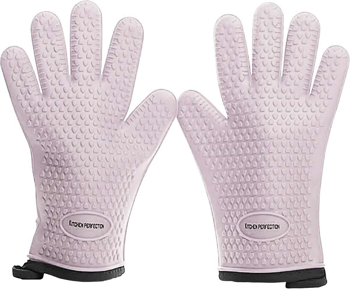 KITCHEN PERFECTION XL Silicone Smoker Oven Gloves for Women -Extreme Heat Resistant BBQ Gloves