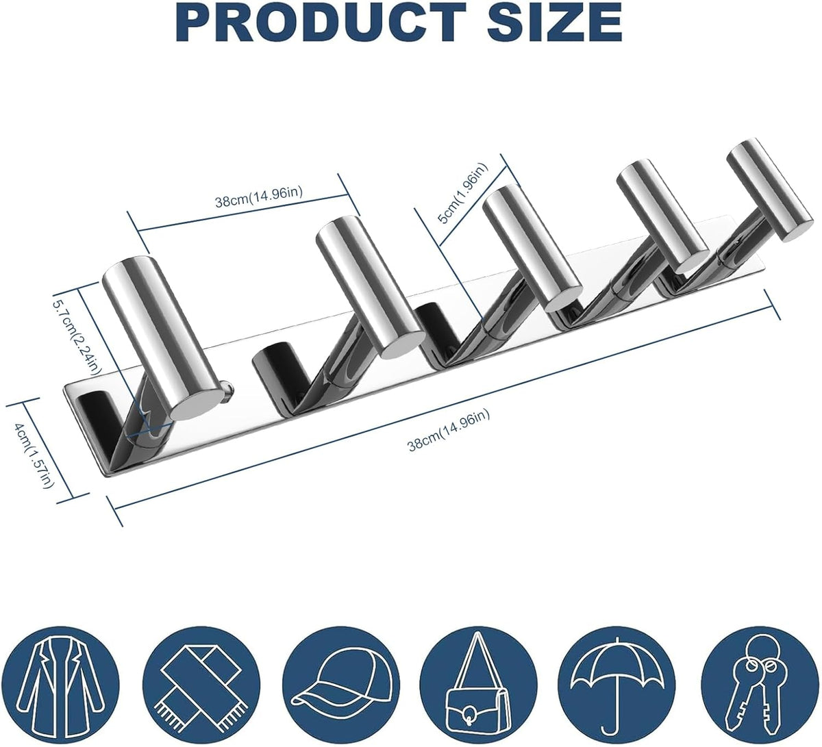 VAEHOLD Hat and Coat Wall Mount Rack - Hooks for Robes, Bags, Keys, and Towels - Bathroom Towel