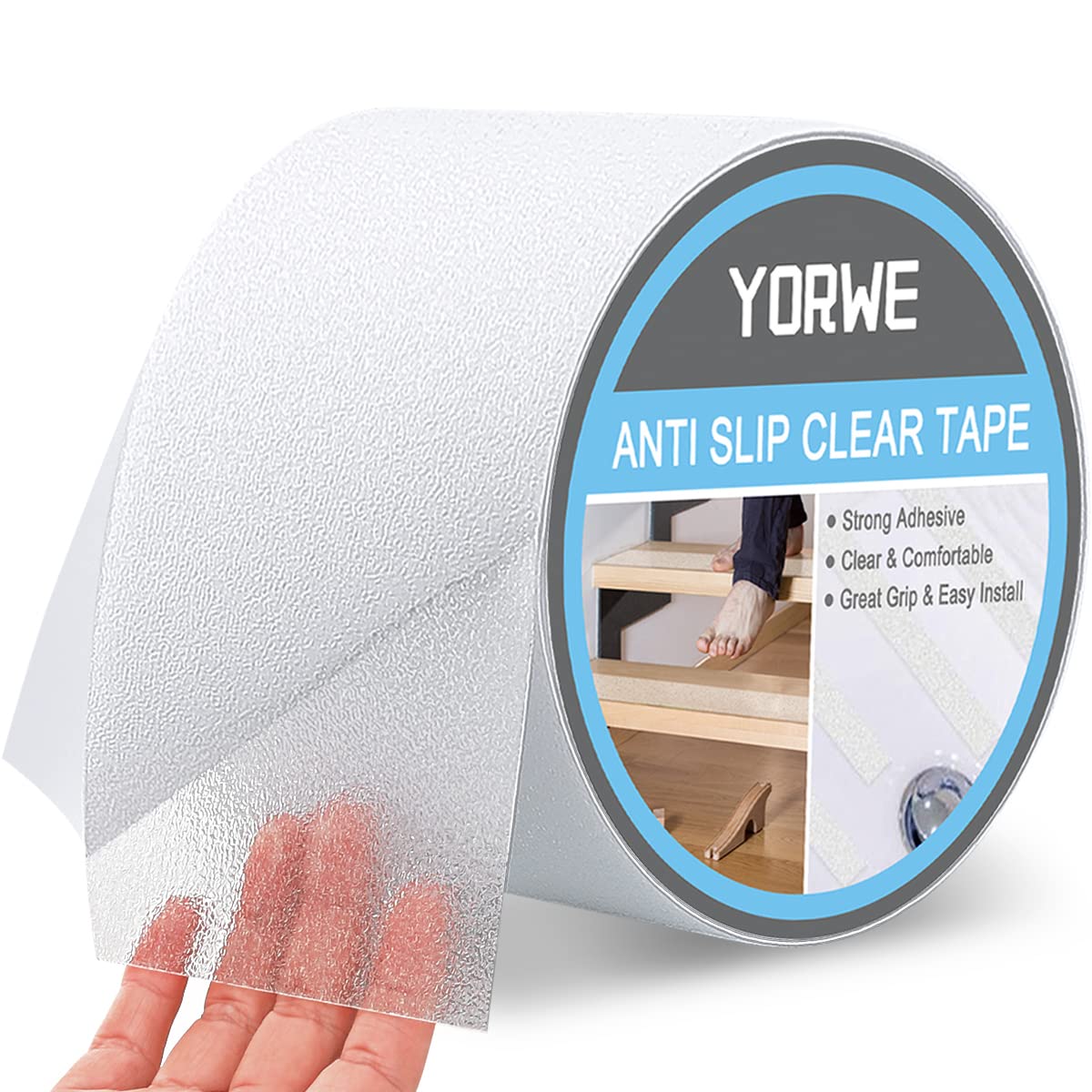Anti Slip Tape Transparent, More Clear and Comfortable Safety Track Tape (4" Width x 190" Long
