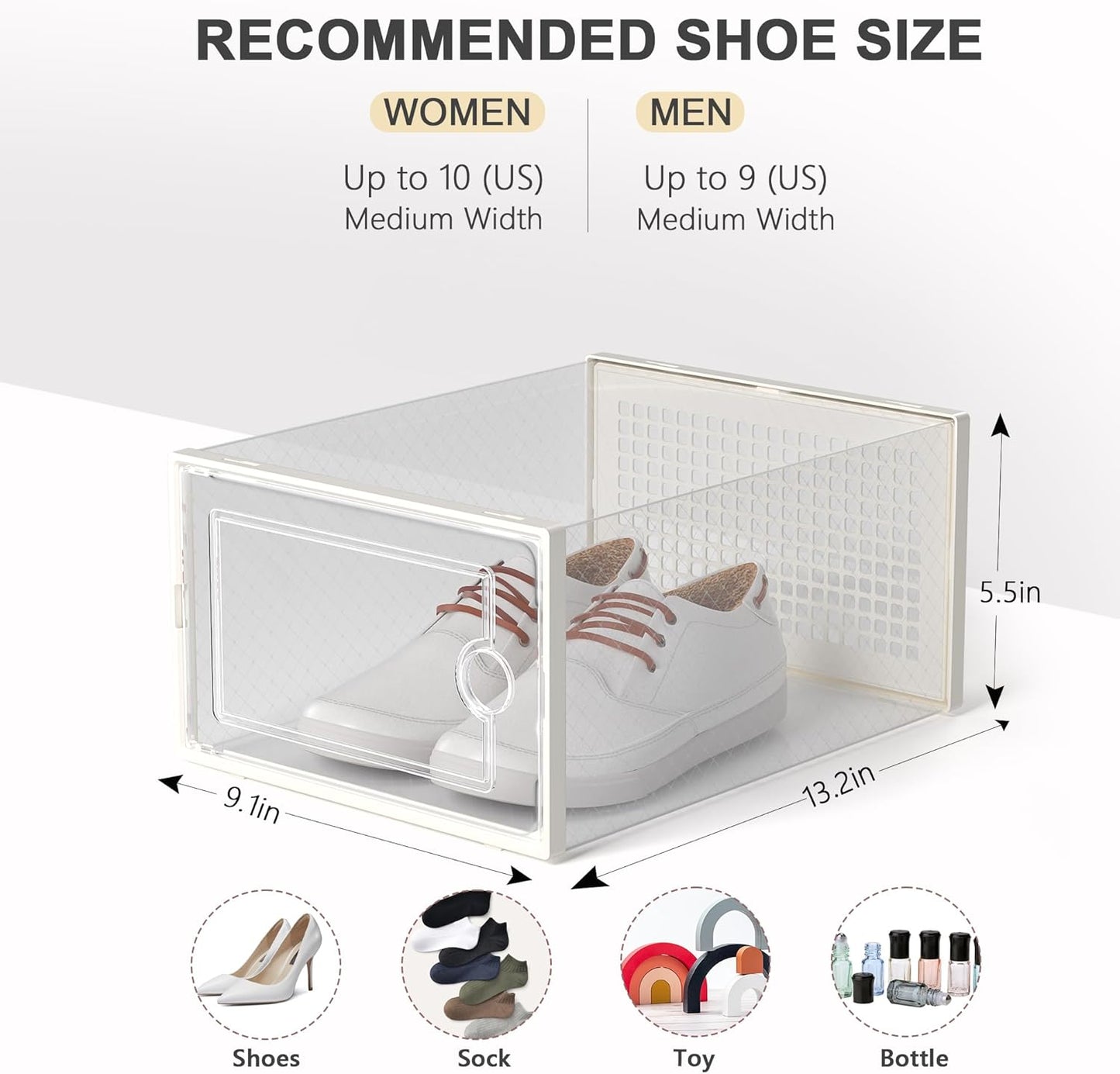 Kuject Large Shoe Organizers Storage Boxes for Closet, 12 Pack Clear Plastic Stackable Storage Bins