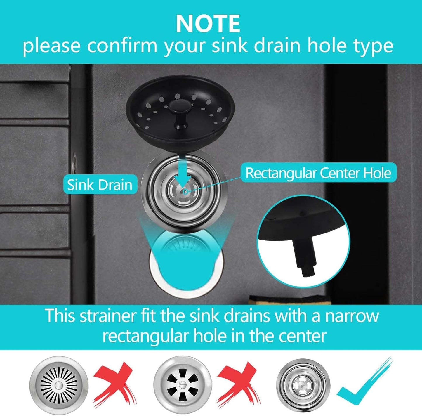 3 PCS Kitchen Sink Stopper Strainer,Anti-Clogging Stainless Steel Sink Disposal Stopper, Garbage