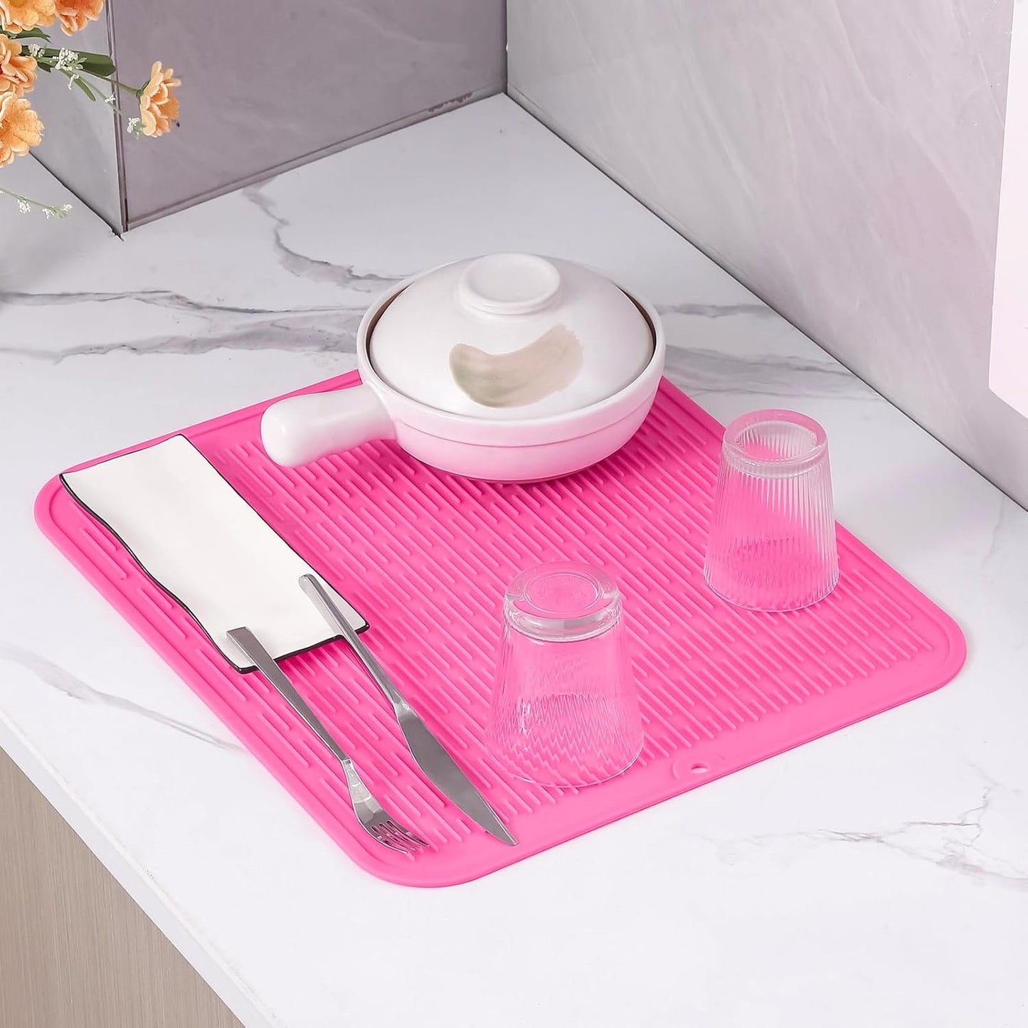 Silicone Dish Drying Mat for Multiple Usage,Easy clean,Eco-friendly,Heat-resistant Silicone Mat for