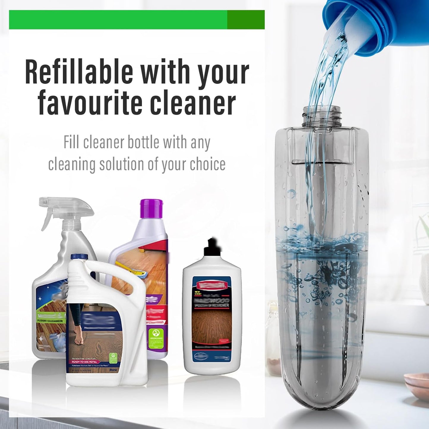 Mops for Floor Cleaning Wet Spray Mop with 14 oz Refillable Bottle and 3 Washable Microfiber Pads