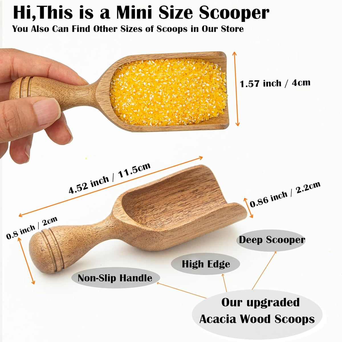 Wooden Scoops for Canisters 3PCS Wooden Scoop for Jars Acacia Mini Measuring Spoons for Ground