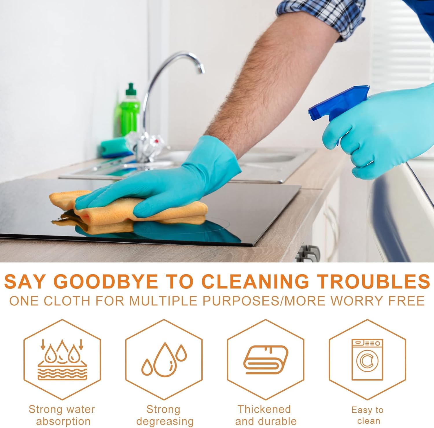 Nuenen Microfiber Cleaning Cloths for Cars 16 x 16 Inch Ultra Absorbent Car Towels Drying Reusable