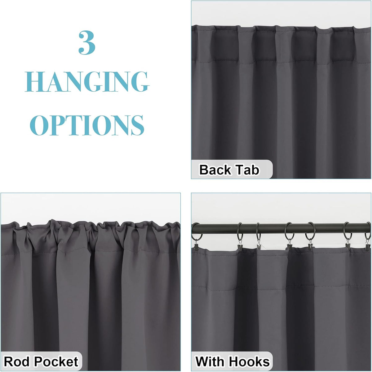 RYB HOME Bathroom Curtains Blackout - Thermal Insulating Privacy Small Window Curtains Short for