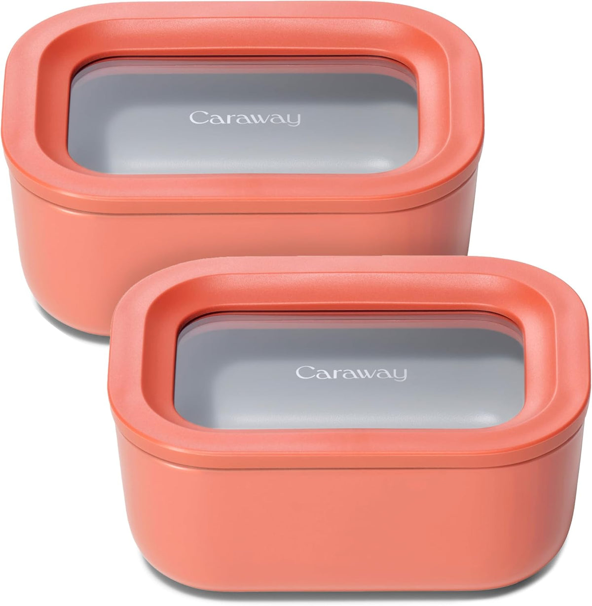 Caraway 2pc Glass Food Storage Set - 2.6 Cup Food Containers (2) - Non-Toxic Ceramic-Coated Glass