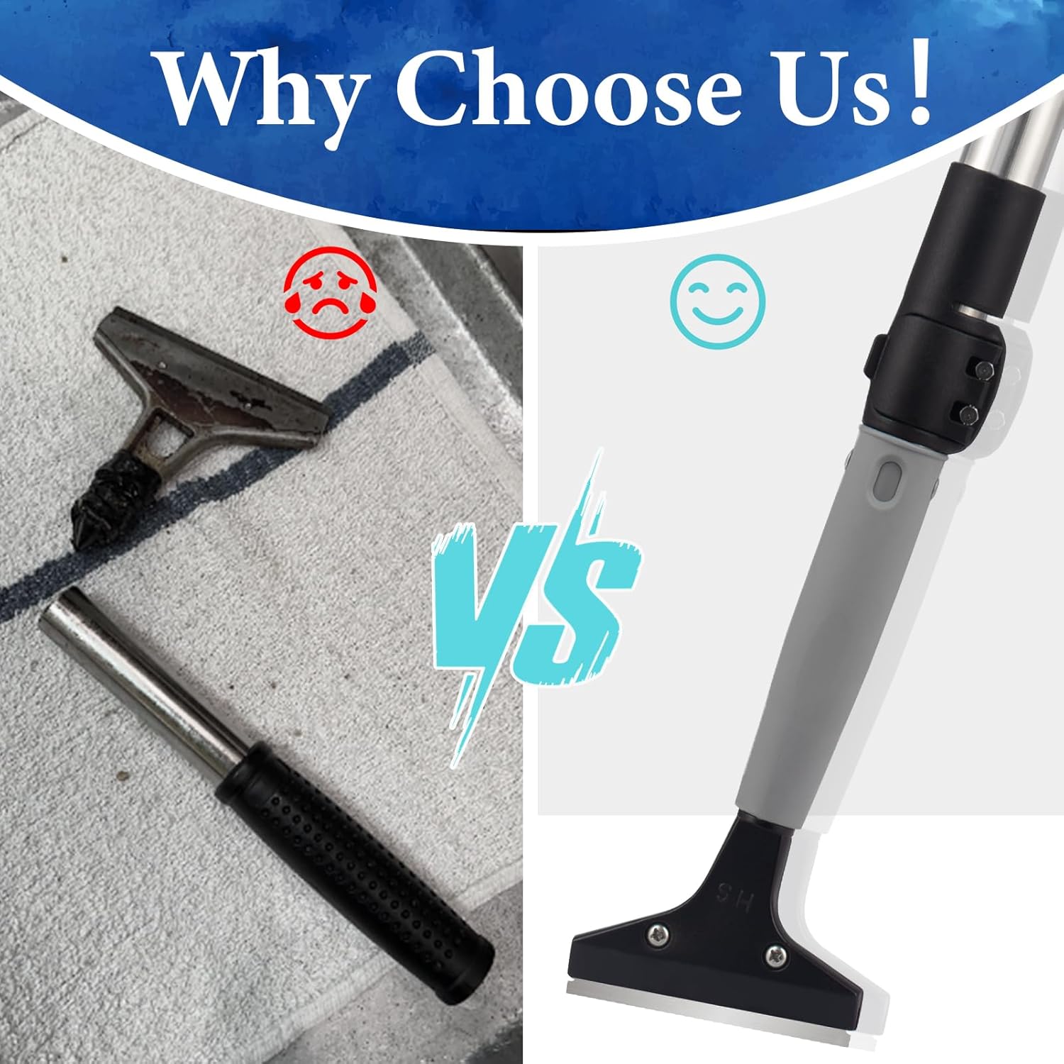 Floor Scraper Telescopic, 38 to 52in 4Inch Razor Blade Floor Scrapers Long Handle Heavy Duty