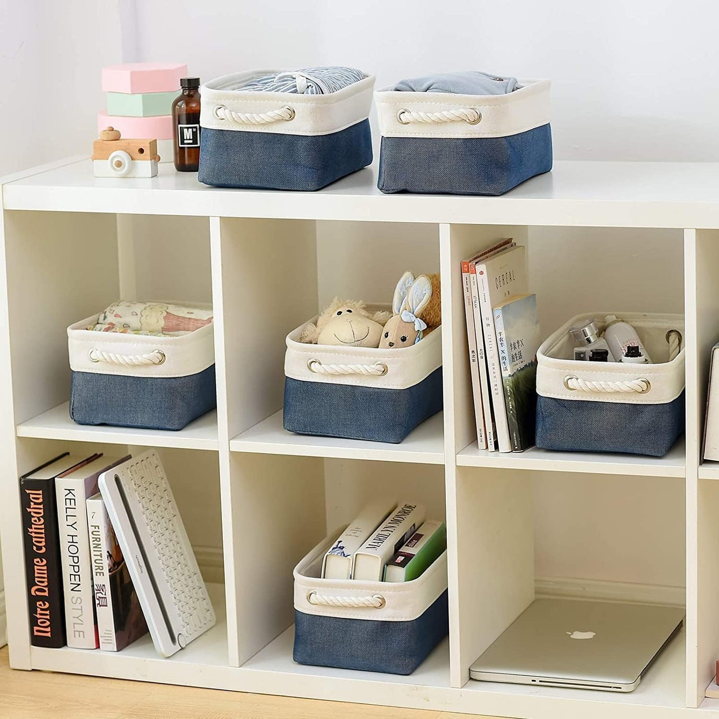 TheWarmHome Storage Basket for Organizing - Small 12x8x5.2 inch 6 Pack Collapsible Storage Bin for
