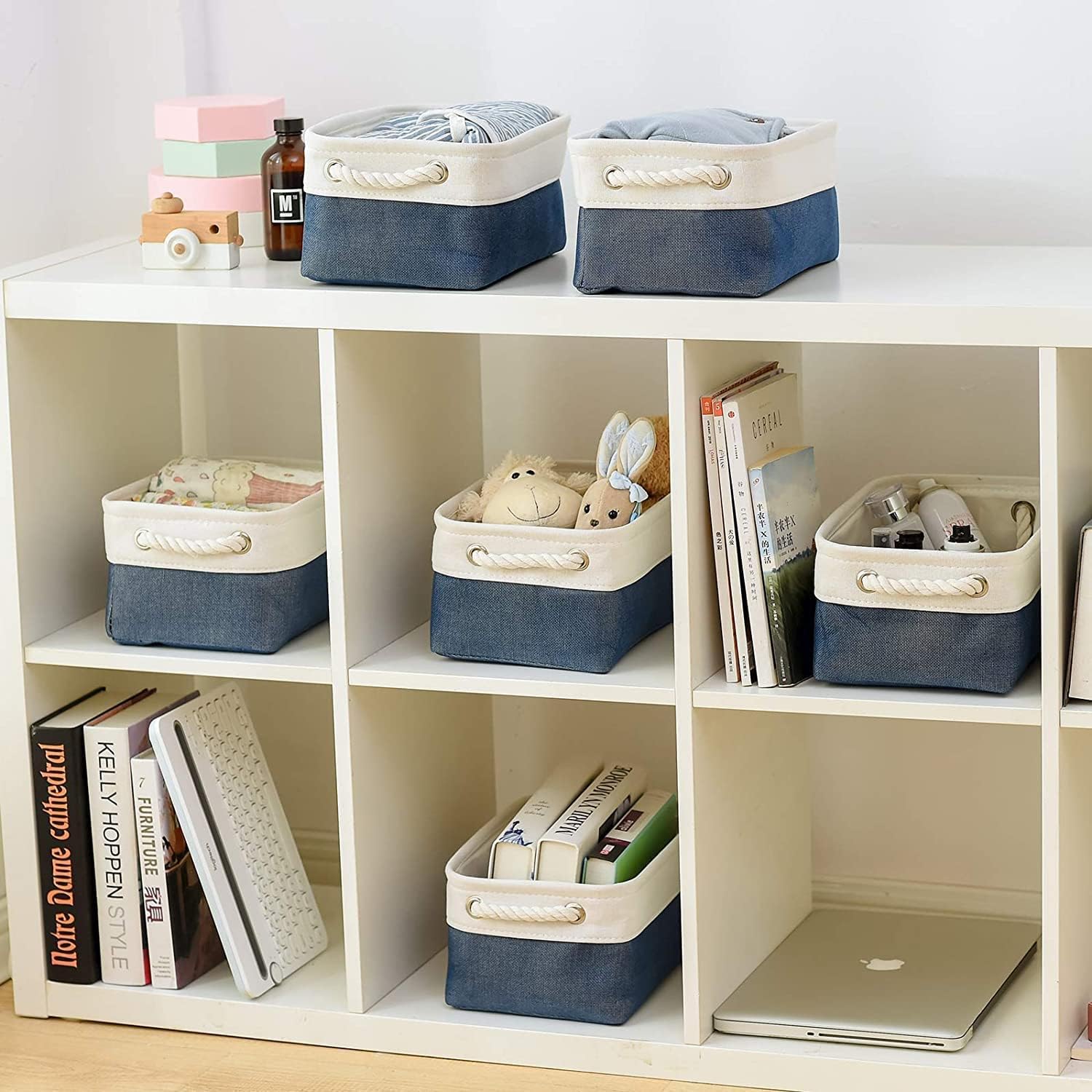 TheWarmHome Storage Basket for Organizing - Small 12x8x5.2 inch 6 Pack Collapsible Storage Bin for