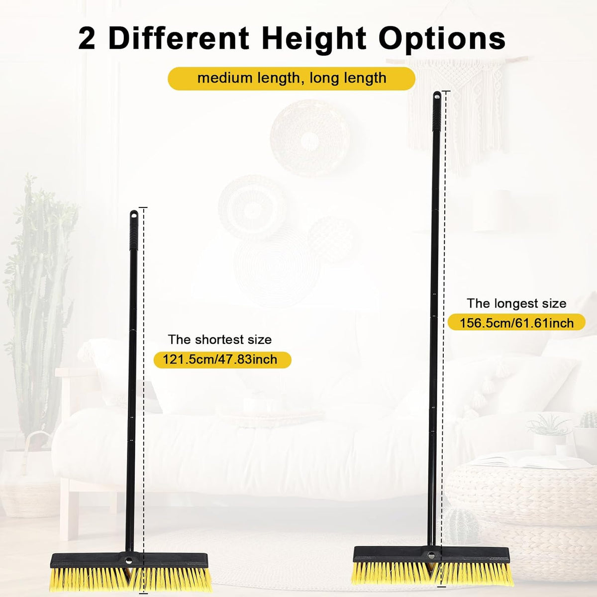 Zhehao 10 Pack 18 Inches Push Broom Outdoor, Multi Surface Garden Brush Broom with Adjustable 63"