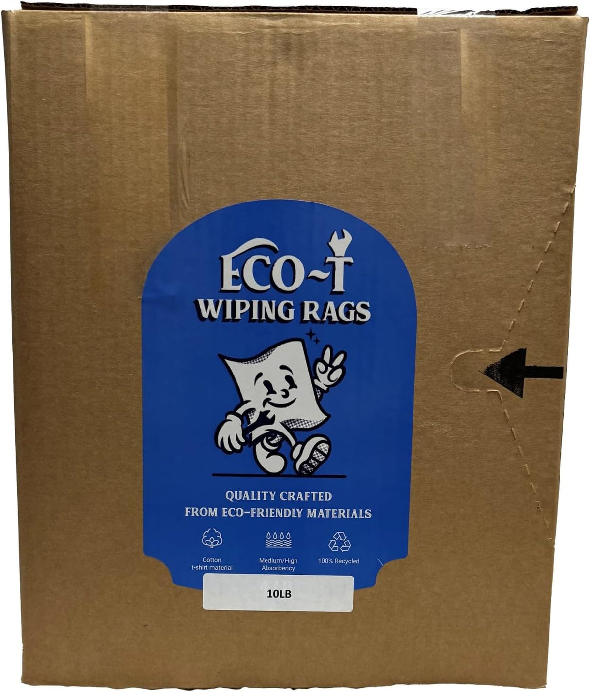10 Lb Box Eco-T Mechanic Shop Rags - Colored T-Shirt Material, 100% Recycled, Eco-Friendly, High