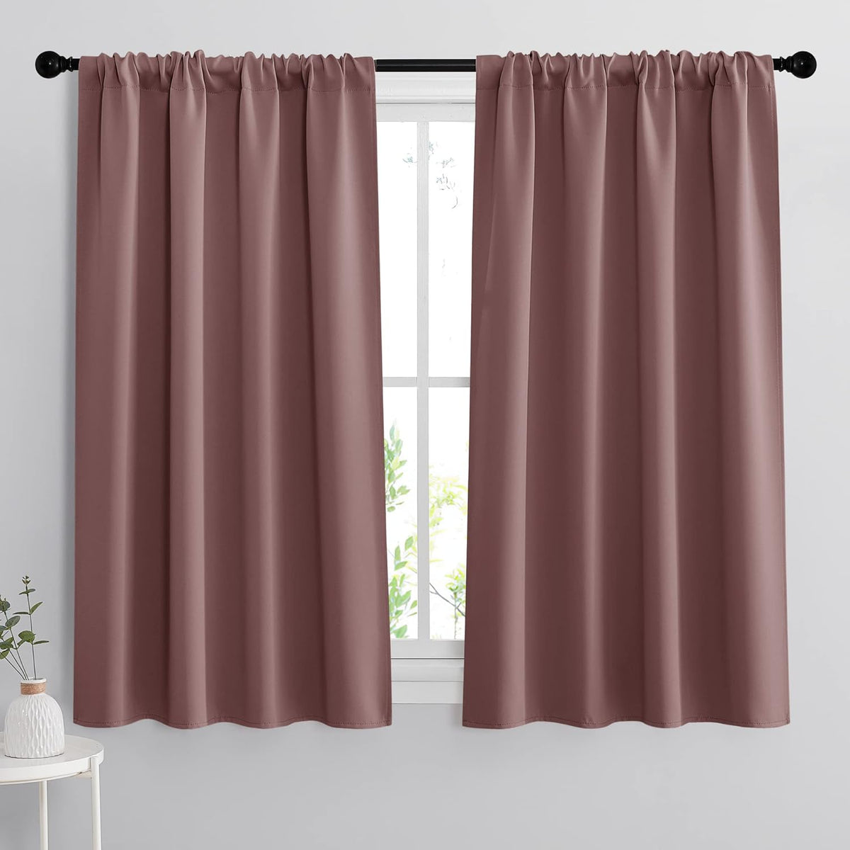 RYB HOME 45 inch Curtains for Living Room, Rod Pocket Thermal Insulated Small Window Drapes Room
