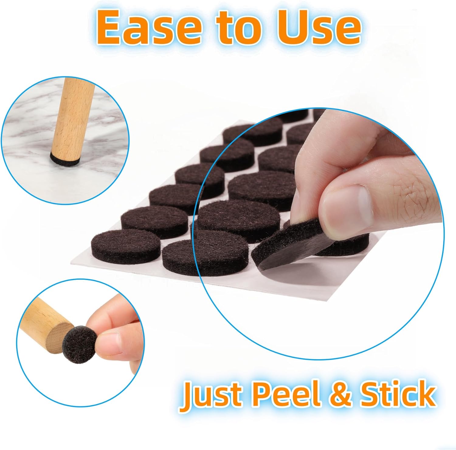Furnigear Felt Furniture Pads for Hardwood Floors - Self Adhesive Chair Felt Pad, Floor Protector