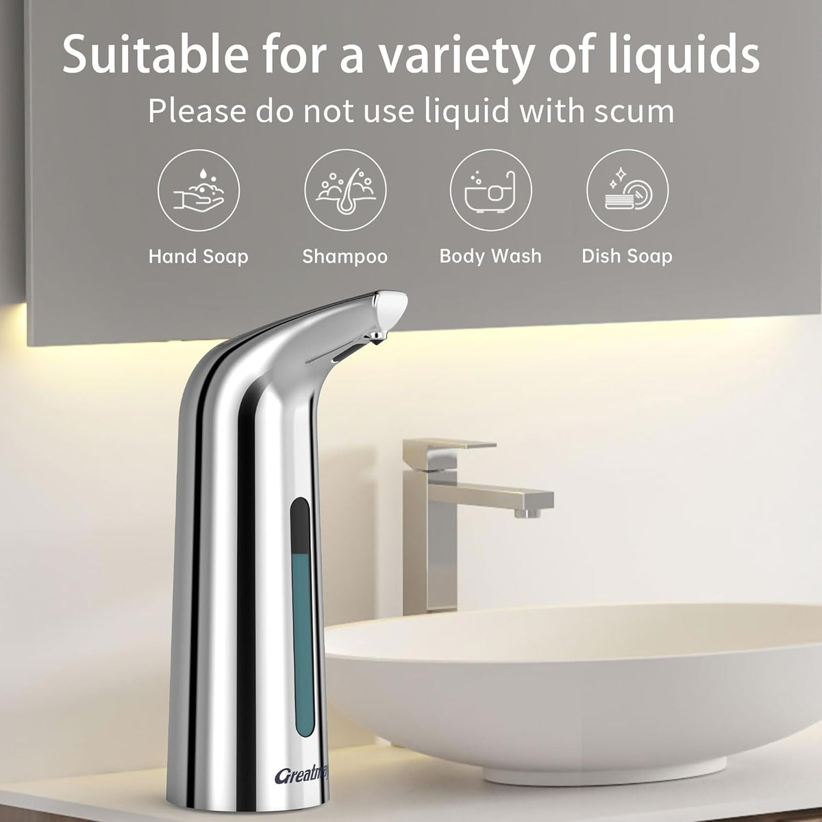 Convenient Automatic Soap Dispenser,4 Adjustable Levels Touchless Hand Sanitizer Pump with Infrared