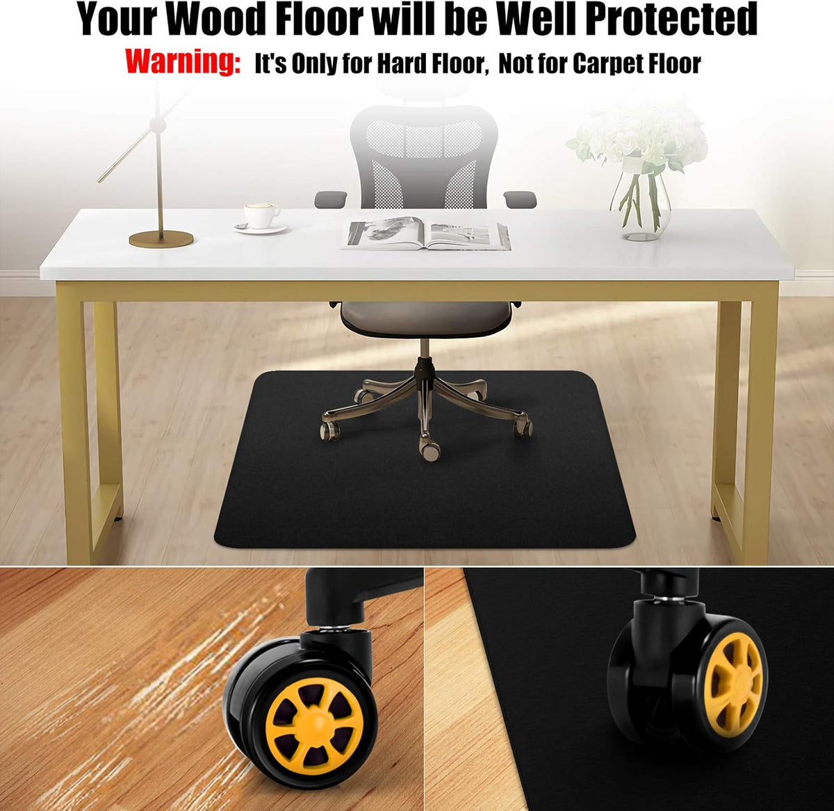 Kuyal Chair mat for Hardwood Floor 36 x 48 inches Rectangle Floor Mats Wood/Tile Protection Mat for