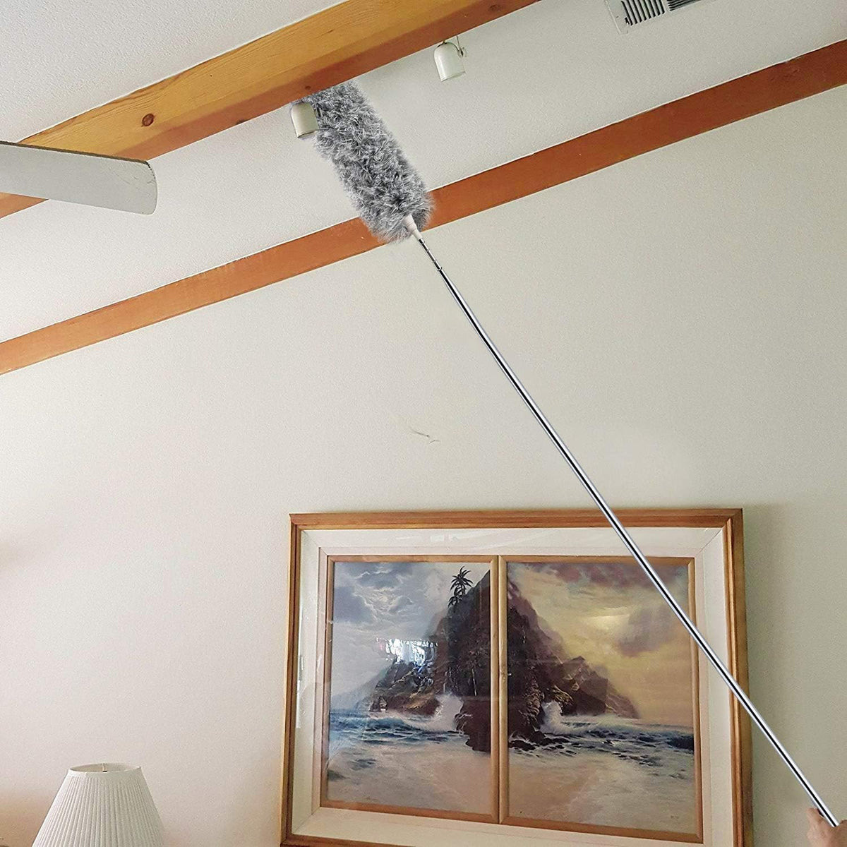 Microfiber Ceiling Fan Cleaner with 30–100" Telescopic Pole – Extendable Duster for High Ceilings