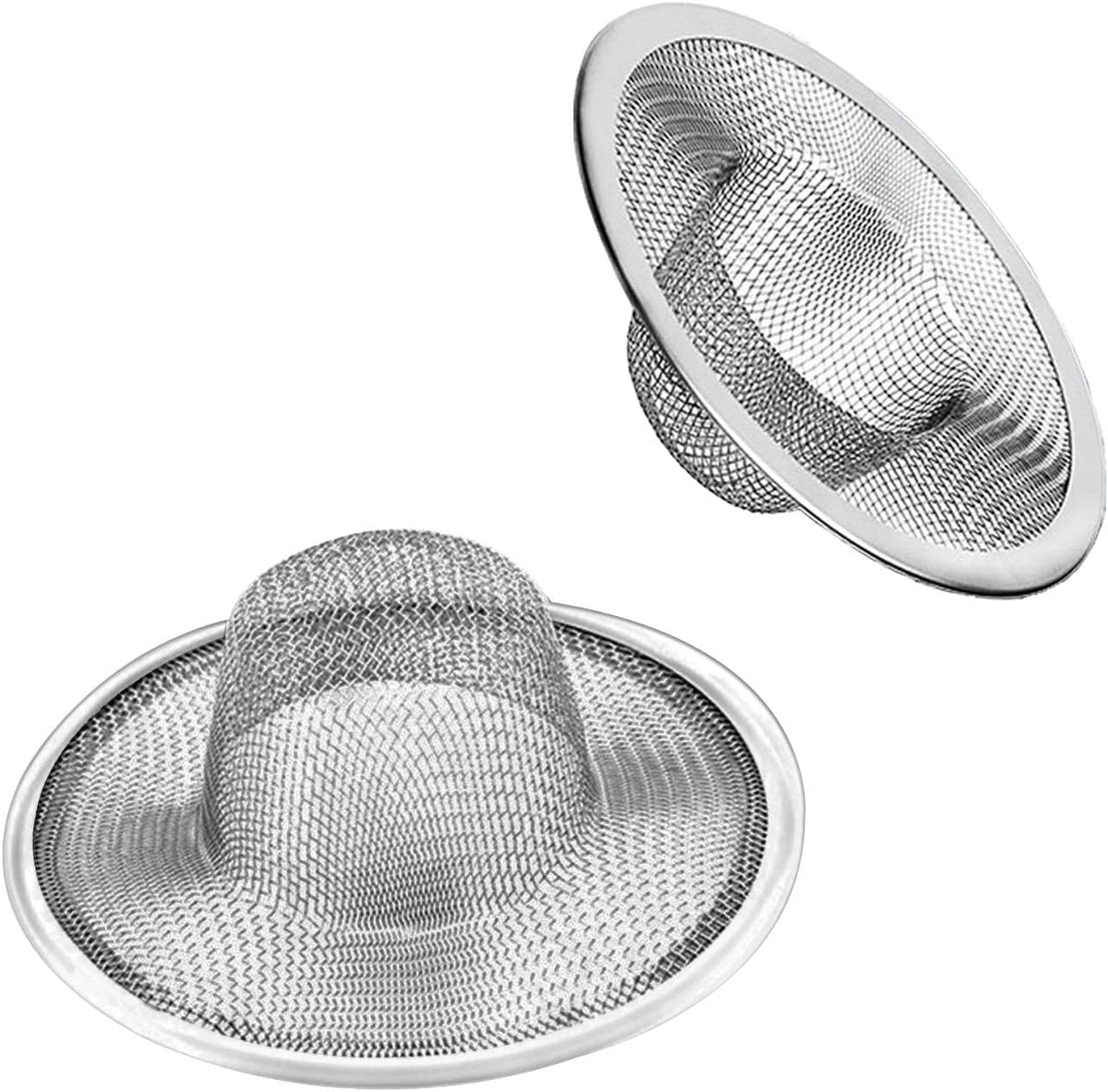 2pcs Heavy Duty Stainless Steel Slop Basket Filter Trap,3.54" Top / 1.65" Mesh Metal Sink