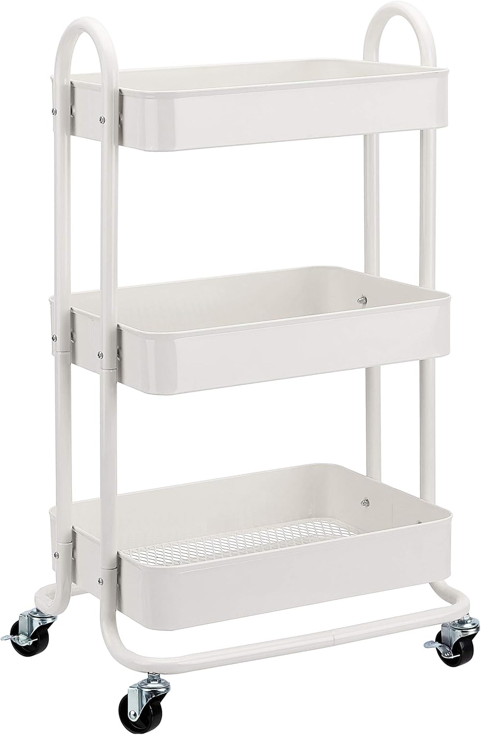 Amazon Basics 3-Tier Rolling Utility or Kitchen Cart, Lockable Wheels, Multifunctional Storage