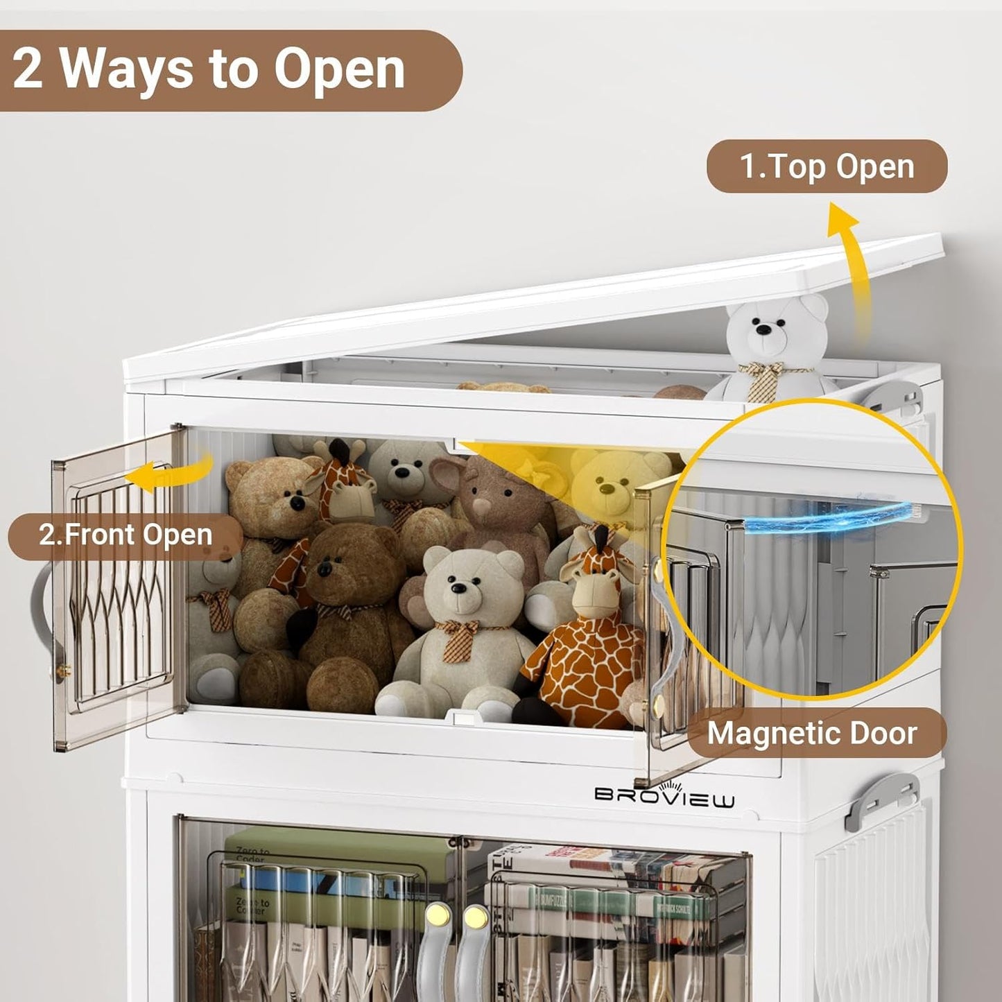 BROVIEW 135Qt Stackable Storage Bins with Lid, Extra Large Closet Organizer Collapsible Drawer