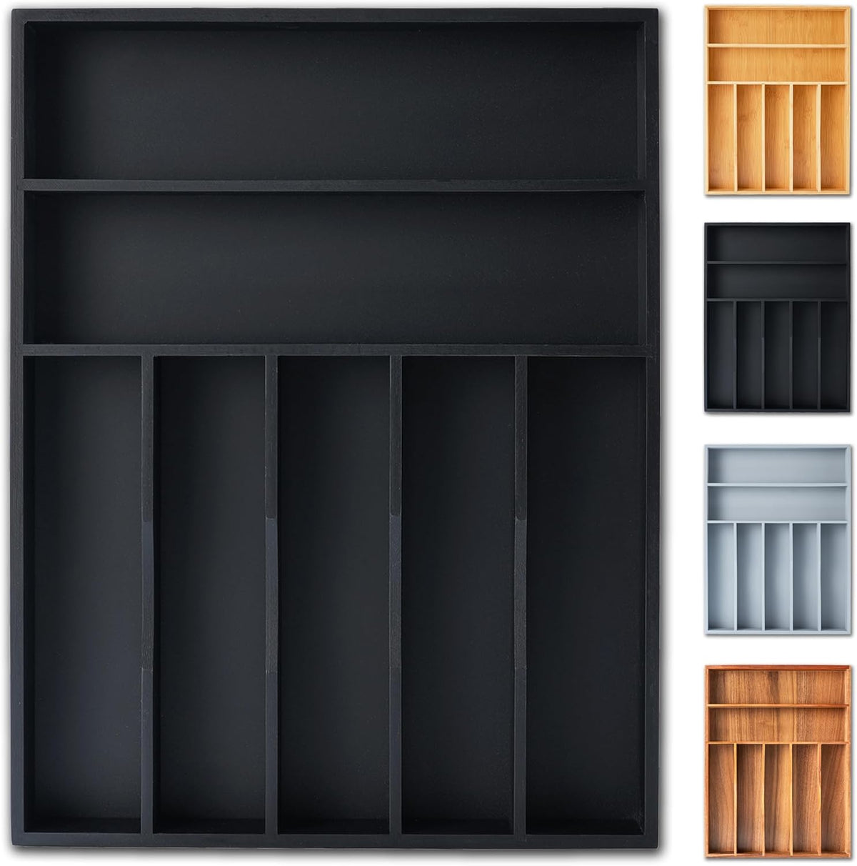 Silverware Organizer, 12.5 Inch Utensil Organizer Kitchen Drawer Organizer Bamboo Silverware Holder