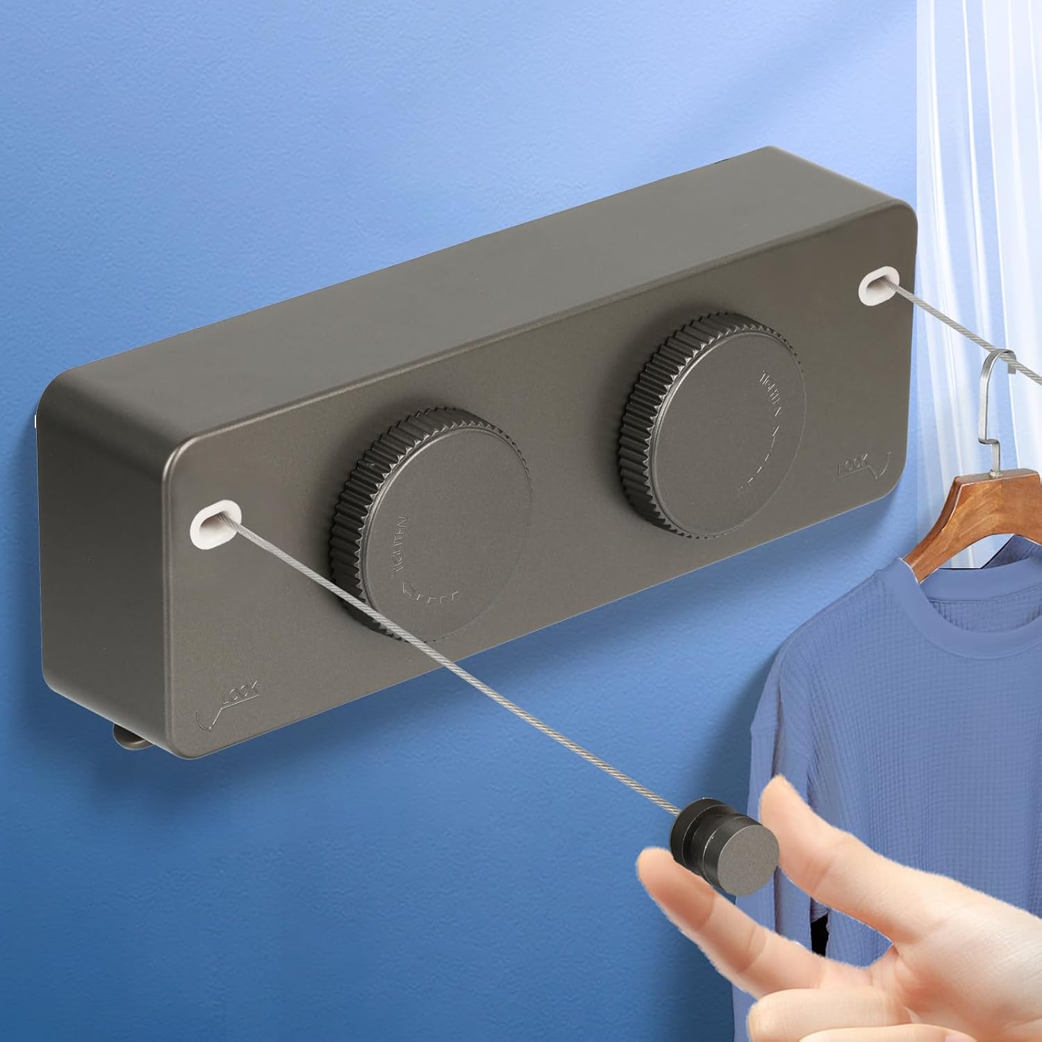 Retractable Clothesline Indoor Outside Heavy-Duty, Upgrade 304 Double Stainless Steel Shower Room