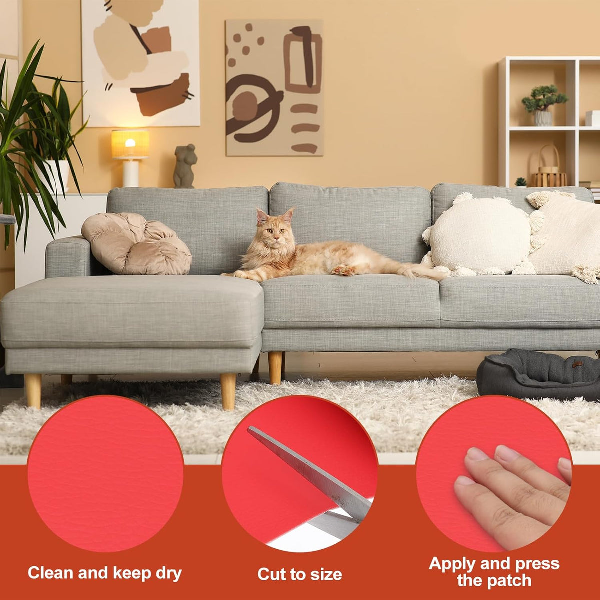 PATIKIL Leather Patches Tape for Furniture, 6.3 x 61 Inch Self Adhesive Vinyl Leather Repair Kit